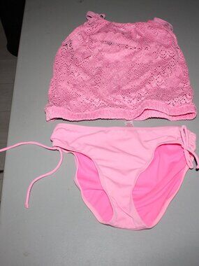 Pink 2 Pcs Justice Tankini Swimsuit Size 14